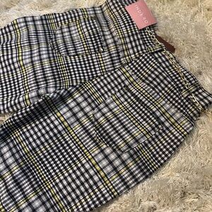 Indigo Plaid Pants with Yellow Accents